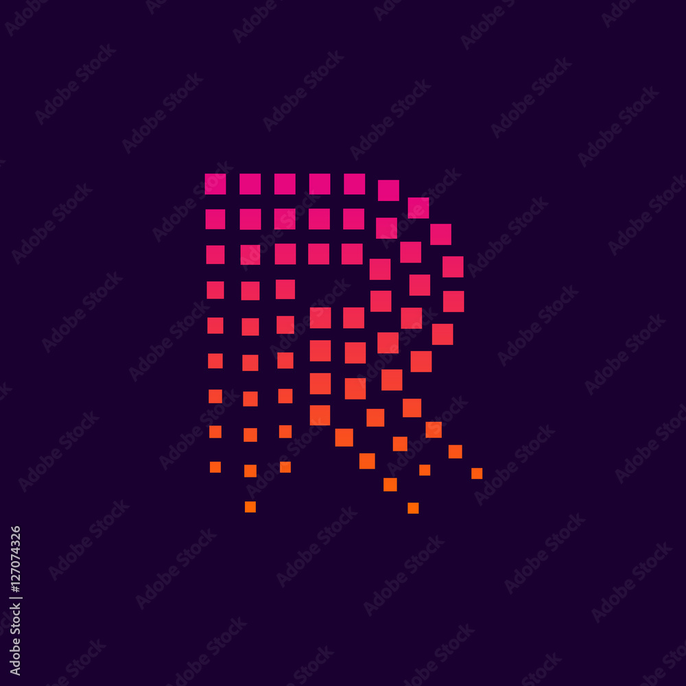 Letter R logo.Dots logo colorful,pixel shape logotype vector design Letter R logo.Dots logo colorful,pixel shape logotype vector design