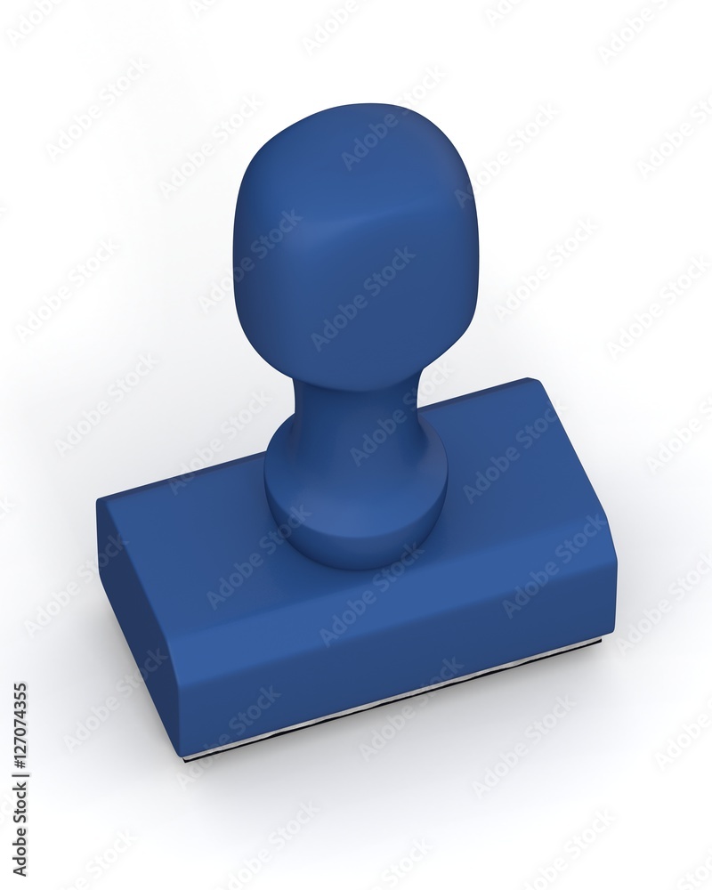 Isolated new blue plastic rubber stamps on white background. 3D Illustration. Isolated new blue plastic rubber stamps on white background. 3D Illustration.