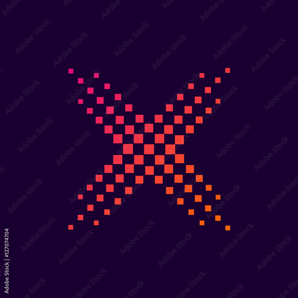 Letter X logo.Dots logo colorful,pixel shape logotype vector design