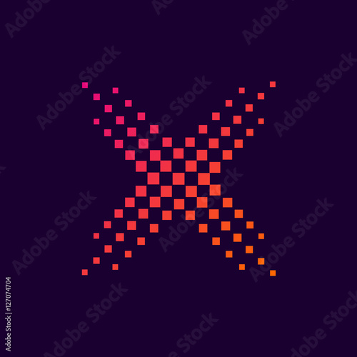 Letter X logo.Dots logo colorful,pixel shape logotype vector design