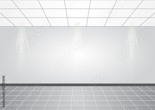 Empty white wall with 3 spot lights