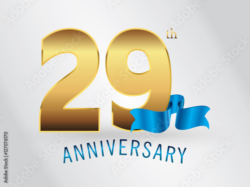 29 Years Anniversary Gold Logo and Blue Ribbon photo