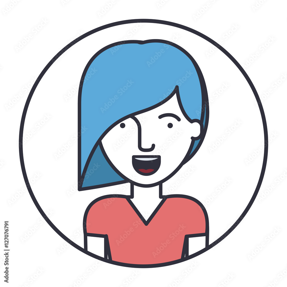 Woman cartoon inside circle icon. Female avatar person human and people theme. Isolated design. Vector illustration Woman cartoon inside circle icon. Female avatar person human and people theme. Isolated design. Vector illustration