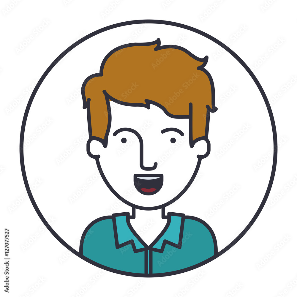 Man cartoon inside circle icon. Male avatar person human and people theme. Isolated design. Vector illustration