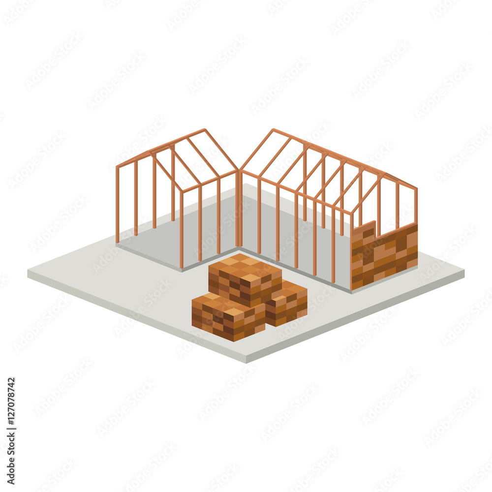 House architecture model icon. Isometric 3d structure and perspective theme. Isolated design. Vector illustration House architecture model icon. Isometric 3d structure and perspective theme. Isolated design. Vector illustration