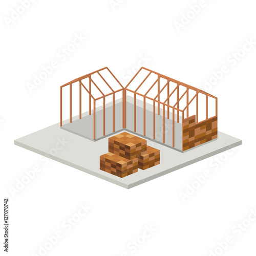 House architecture model icon. Isometric 3d structure and perspective theme. Isolated design. Vector illustration