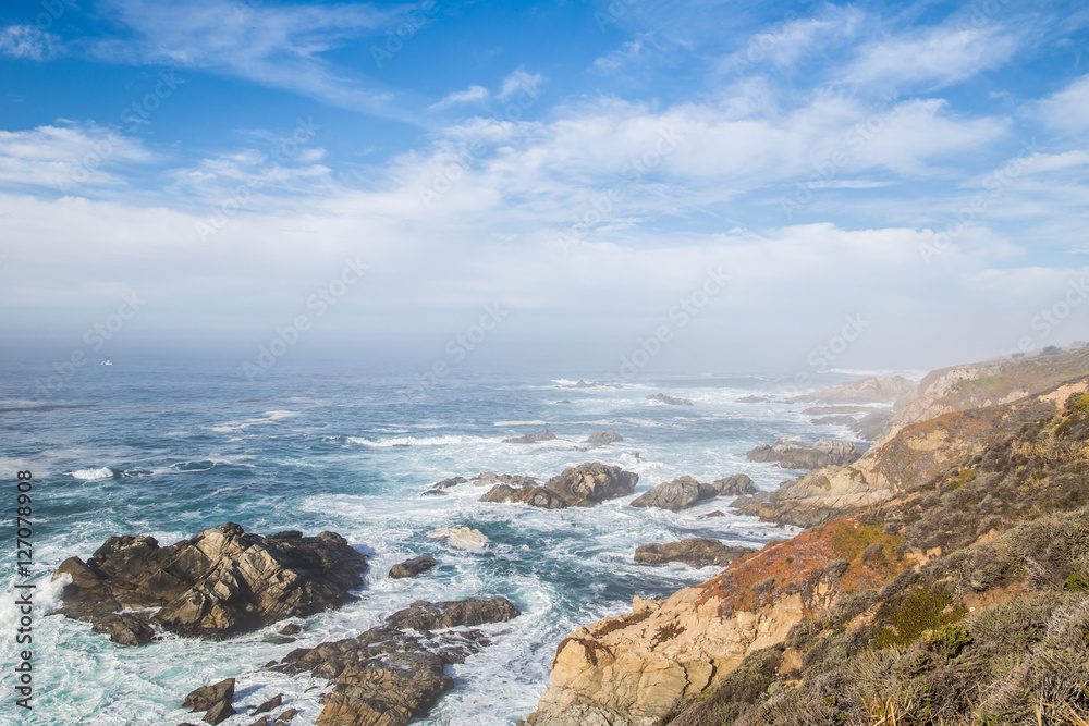 Scenic ocean view point at Big Sur,highway 1 coastline scenic ro Scenic ocean view point at Big Sur,highway 1 coastline scenic ro