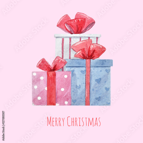 Watercolor Christmas presents