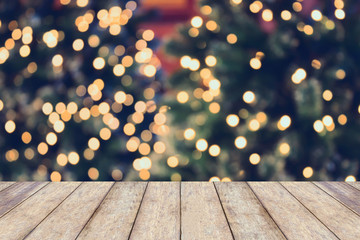Christmas holiday background with empty wooden table