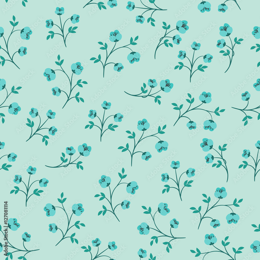 Blue seamless floral wallpaper