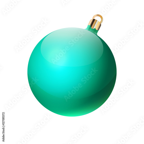 New Year's green sphere. Christmas ball. design element. isolated white background. vector illustration