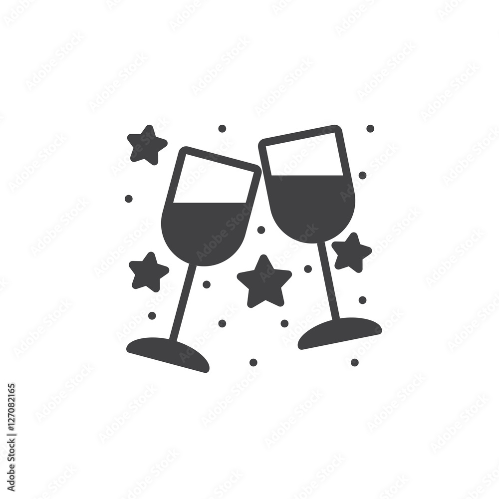 Clinking Wine Glasses, Stemware icon vector, filled flat sign, solid