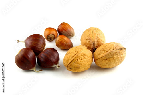 composition of sweet chestnuts, hazelnuts and walnuts