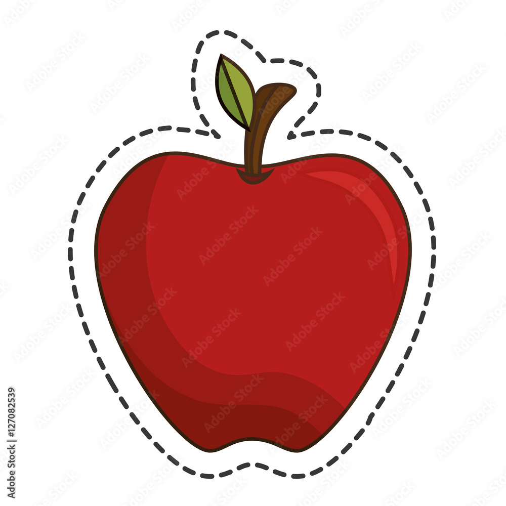 Fototapeta premium fresh fruit cut line isolated icon vector illustration design