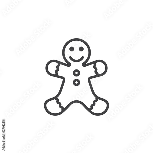 Gingerbread man cookie line icon, outline vector sign, linear pictogram isolated on white. logo illustration