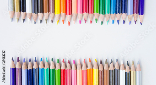 pencils color on white background, with copy space