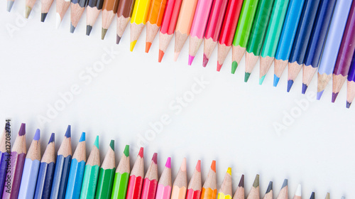 pencils color on white background, with copy space