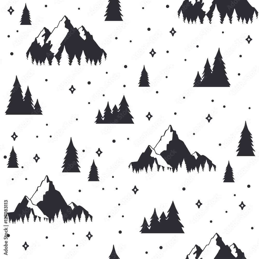 Travel seamless pattern in doodle style