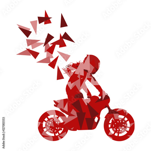 Motorcyclist performed extreme stunts driver vector abstract bac