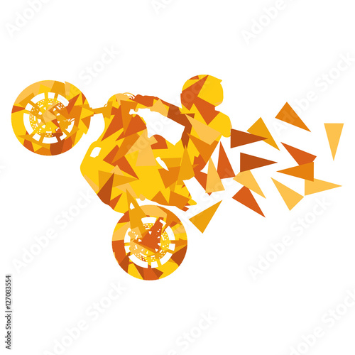 Motorcyclist performed extreme stunts driver vector abstract bac