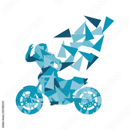 Motorcyclist performed extreme stunts driver vector abstract bac