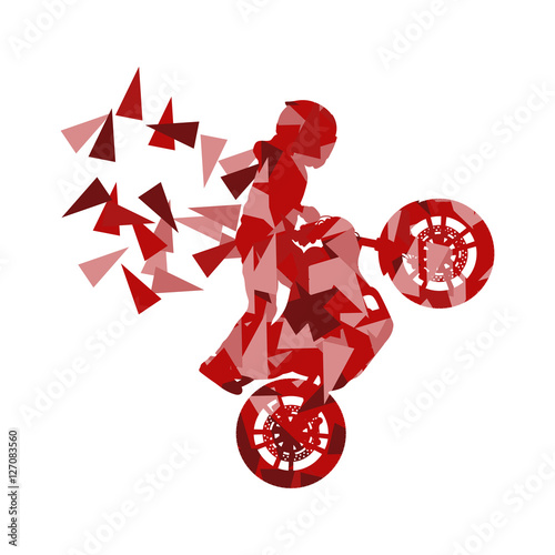 Motorcyclist performed extreme stunts driver vector abstract bac