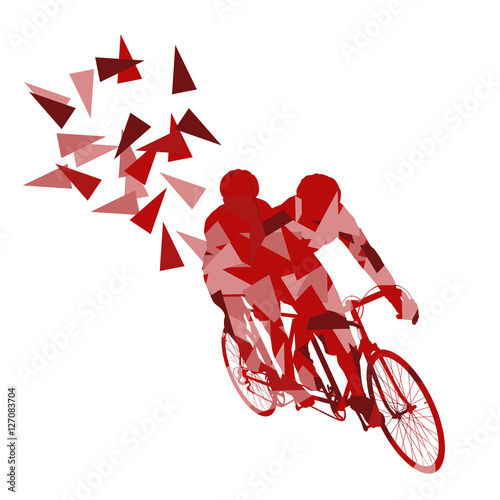 Cyclist professional tandem two seater racers vector background