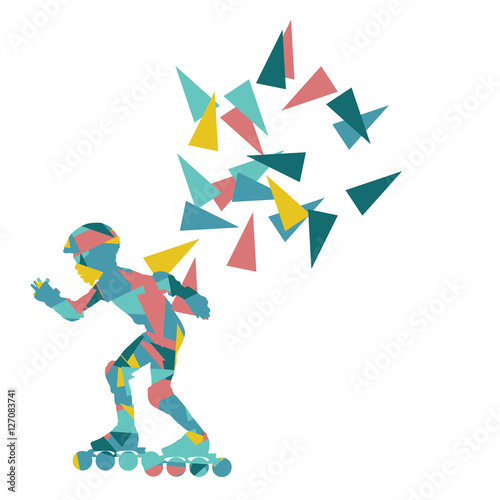 In line skating vector background abstract illustration made wit