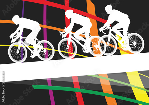 Cyclist active man and woman bicycle riders in abstract sport la
