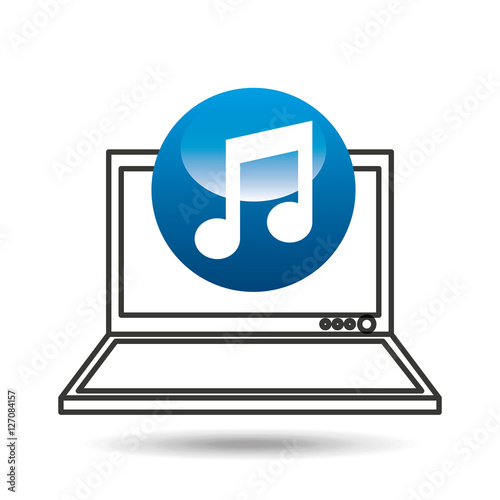 laptop display concept noe music media design vector illustration eps 10