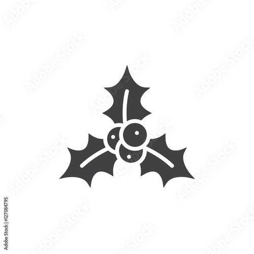 Christmas holly berries icon vector, filled flat sign, solid pictogram isolated on white, logo illustration