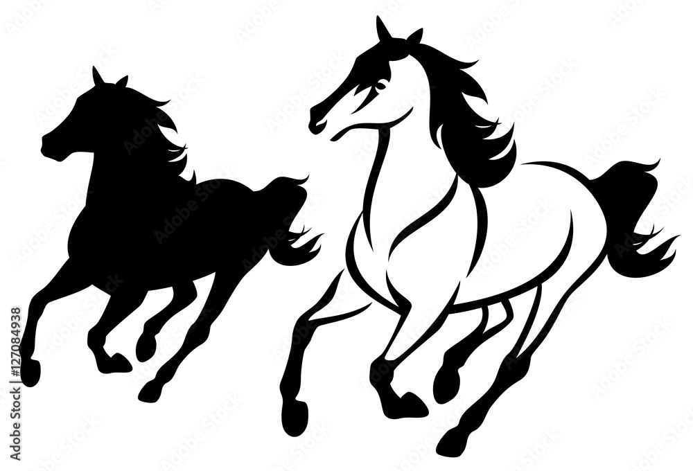 running hirse simple black and white vector design running hirse simple black and white vector design