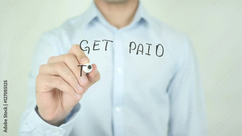 Get Paid To Share, Man Writing on Screen Get Paid To Share, Man Writing on Screen