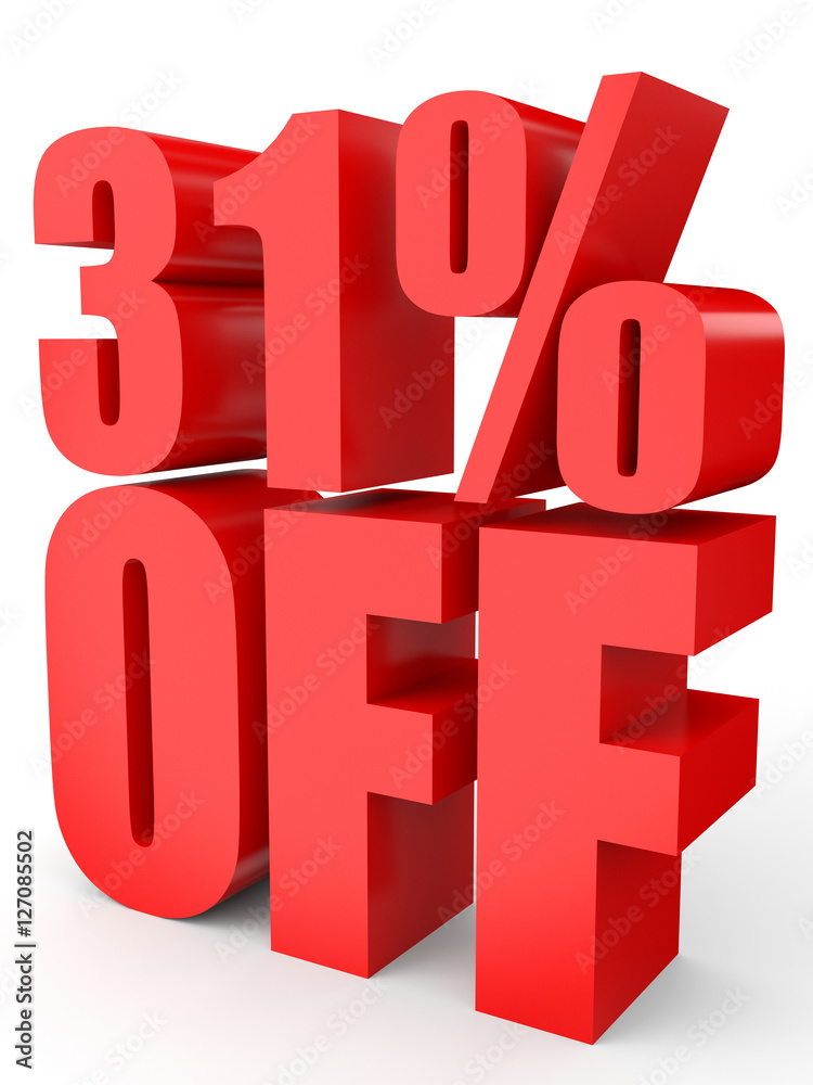 Discount 31 percent off. 3D illustration on white background. Discount 31 percent off. 3D illustration on white background.