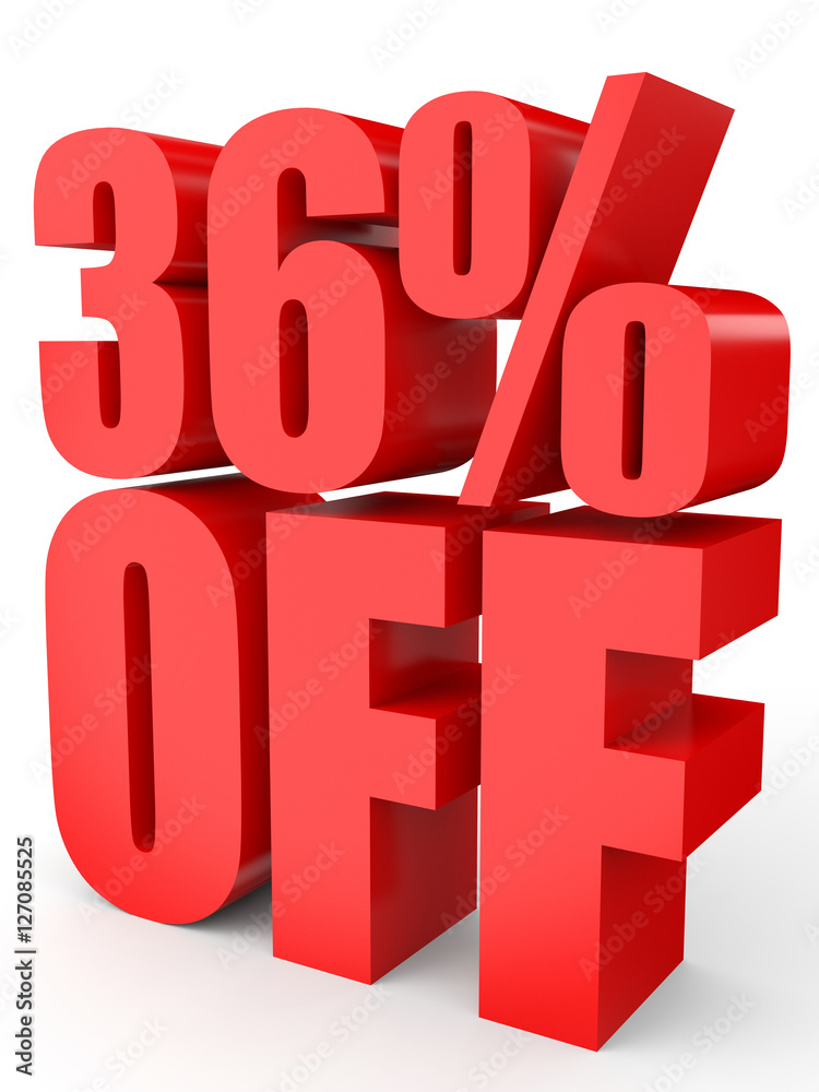 Discount 36 percent off. 3D illustration on white background. Discount 36 percent off. 3D illustration on white background.