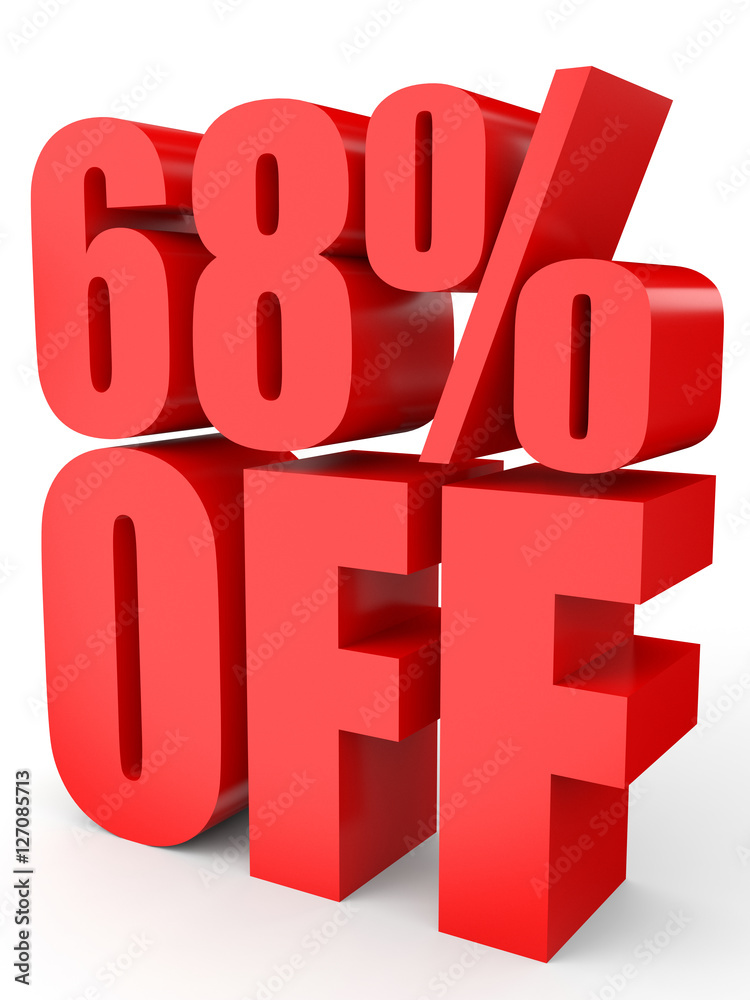 Discount 68 percent off. 3D illustration on white background. Discount 68 percent off. 3D illustration on white background.