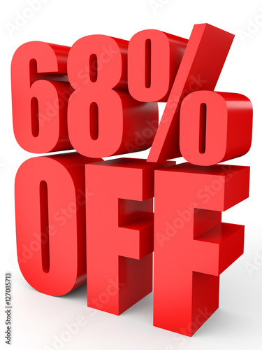 Discount 68 percent off. 3D illustration on white background.