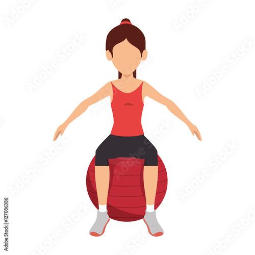 Person exercising in gym vector illustration design