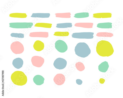 Hand painted multicolored elements. Vector illustration.
