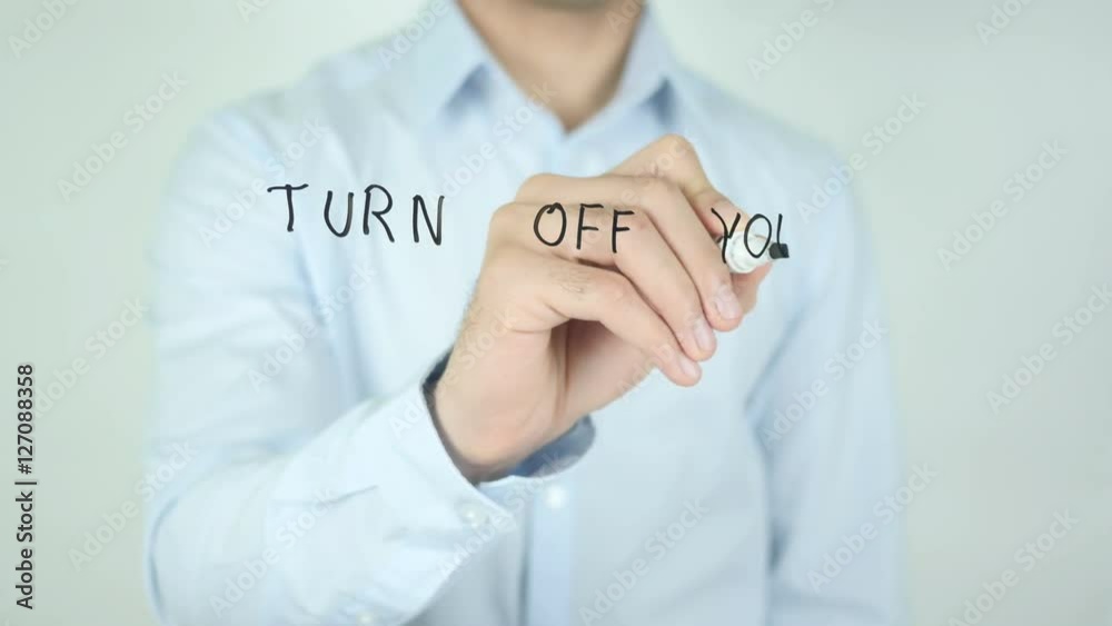 Turn Off Your Phone, Man Writing on Screen