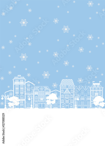 street in winter Christmas illustration