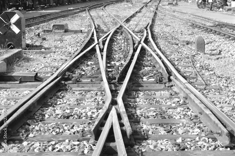 Obraz premium Railway / Image of empty railway. Black and white tone.