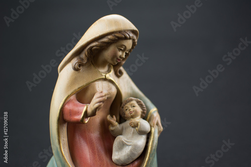 Fotografie, Obraz krippenfiguren maria mit dem christkind