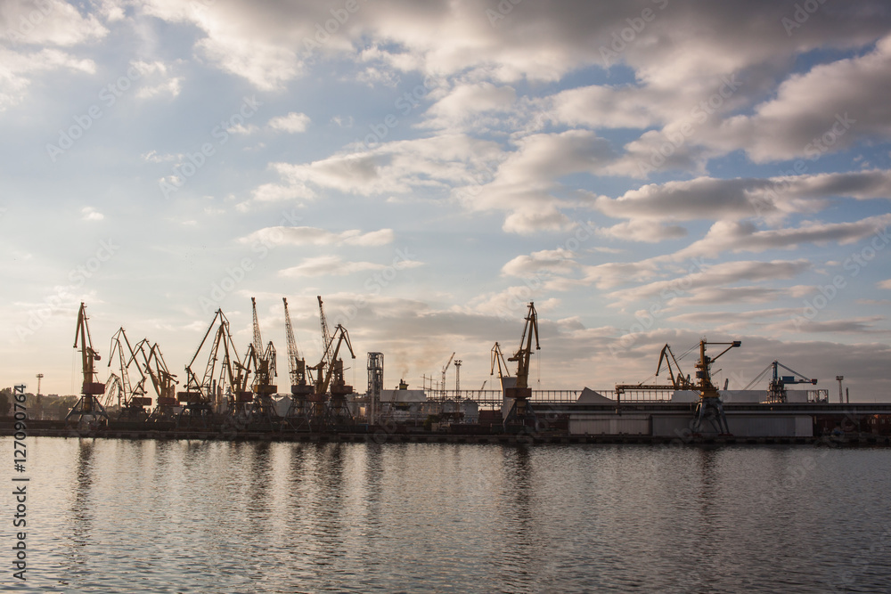 sea terminal with cranes and cargo terminals