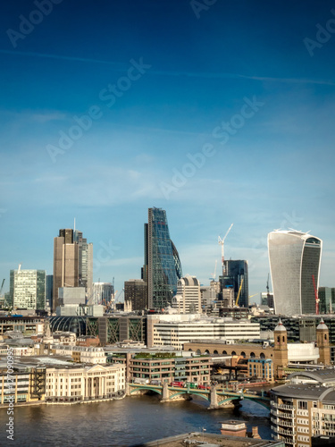 Business skyline: City of London skyscrapers - blue sky copy spa