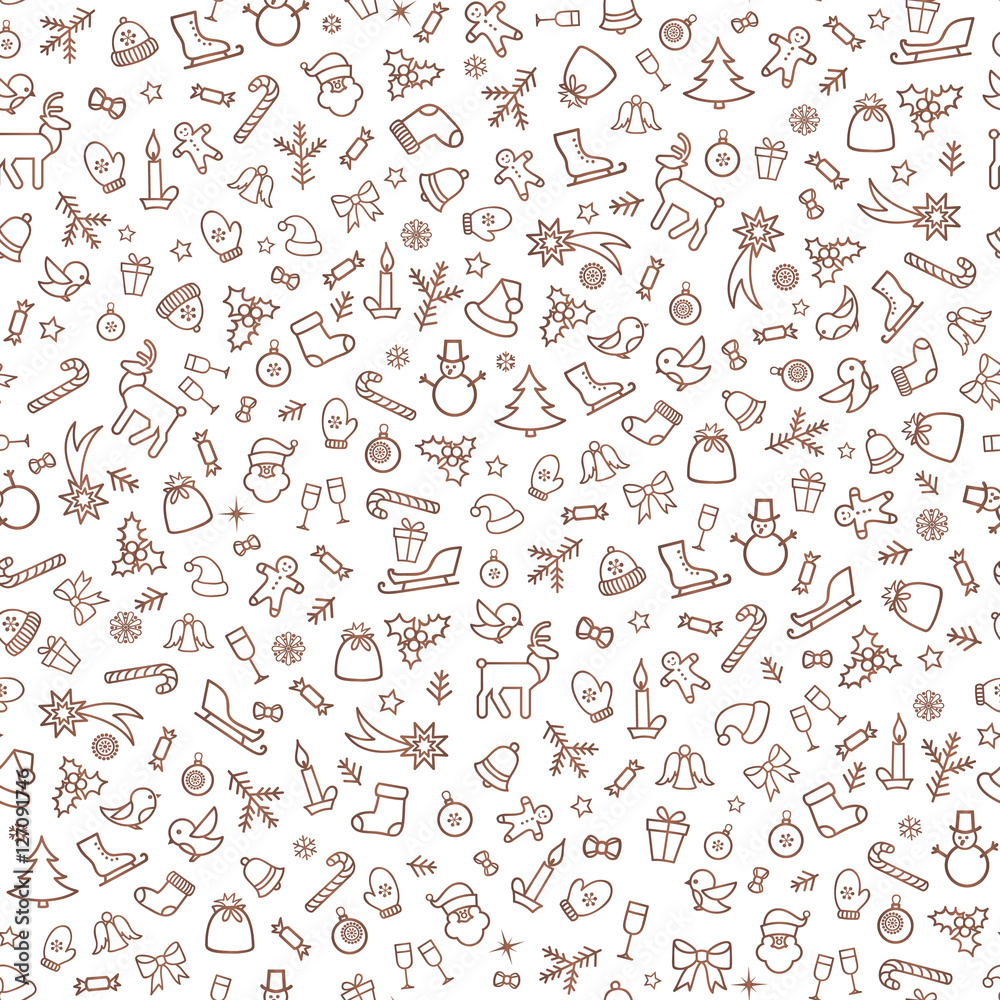Christmas icon seamless pattern Happy Winter Holiday seamless texture background