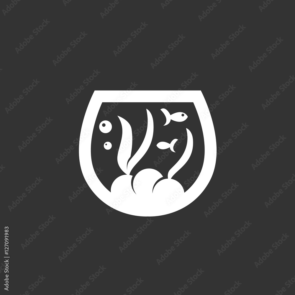 Aquarium logo on black background. Vector icon Aquarium logo on black background. Vector icon