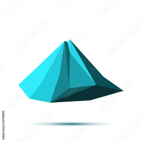 Snow mountains peak. Polygonal art. Blue tones.