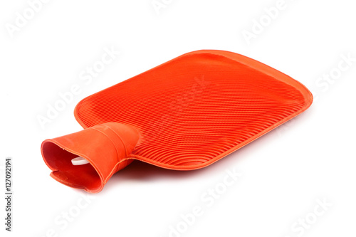 Hot water bottle or bag on white background