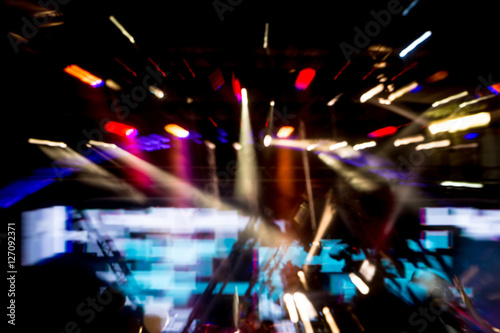 Defocused entertainment concert lighting on stage  bokeh